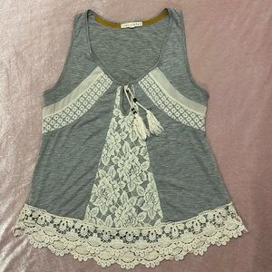 Crochet Detailed Tassel-Tie Tank